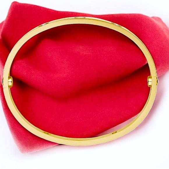 Gold Bangle Bracelet Without Stones Stainless Steel 18K Gold Plated - Picture 7 of 8